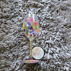 Lolita Floral Painted Wine Glass - Purple, Pink, Yellow, Green